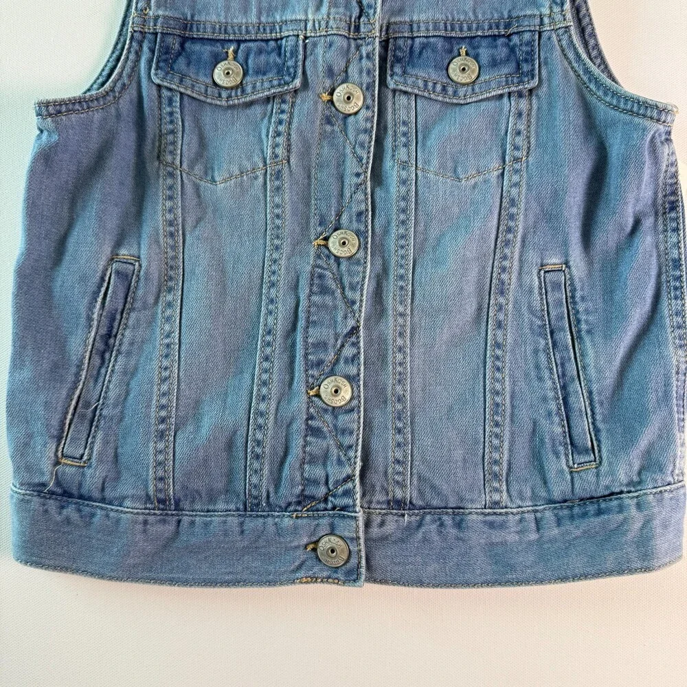 OshKosh B'gosh Girl's NWT Blue Denim Vest Size 8 Medium Wash Jean Vest MSRP $36